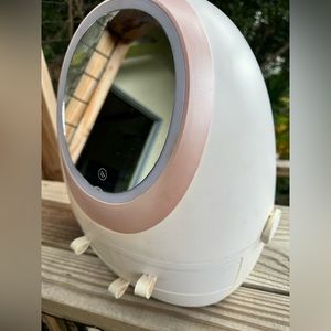 White bathroom makeup storage/holder